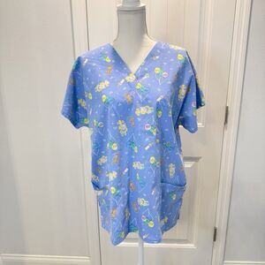 MHD WOMEN'S SCRUB TOP SIZE Large IT'S A BOY IT'S A GIRL NOVELTY NICU